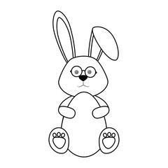 easter bunny with glasses icon over white background.  vector illustration
