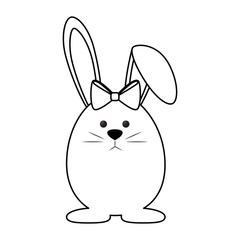 cute easter bunny icon over white background.  vector illustration