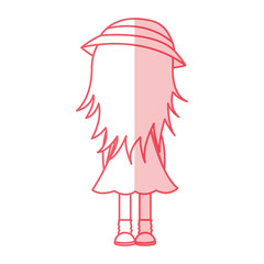 back cute little girl character vector illustration design
