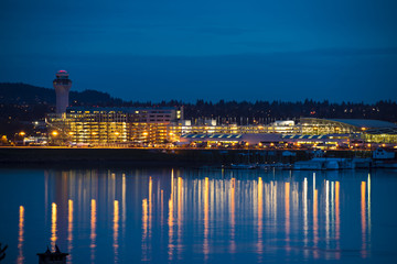 Fototapeta na wymiar Lights of Portland airport