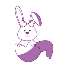eggshell with easter bunny icon over white background.  vector illustration
