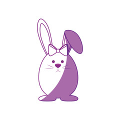 cute easter bunny icon over white background.  vector illustration