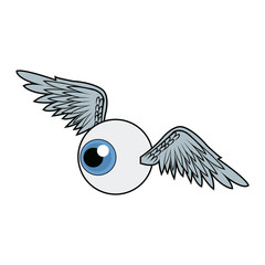 wings and eye urban art and graffiti design vector illustration