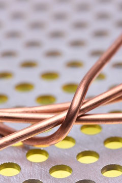 Copper wire on metal background technology concept