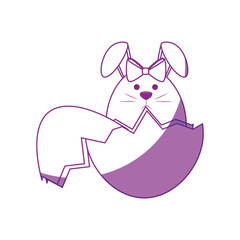 eggshell with easter bunny icon over white background.  vector illustration
