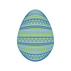 striped easter egg icon over white background.  colorful design. vector illustration
