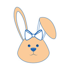 cute easter bunny with bow tie icon over white background. colorful design. vector illustration