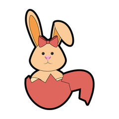 eggshell with easter bunny icon over white background. colorful design. vector illustration