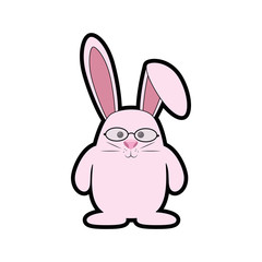 easter bunny with glasses icon over white background. colorful design. vector illustration