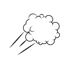 Black Pencil with Reflection Drawing Fluffy Cloud Shaped Think Bubble on Grey Background