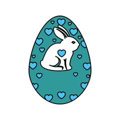 easter egg with bunny icon over white background. colorful design. vector illustration