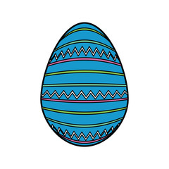 striped easter egg icon over white background.  colorful design. vector illustration
