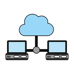 Computers sharing cloud illustration vector icon graphic design