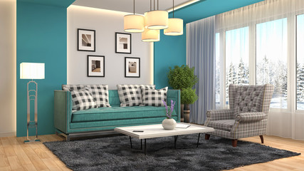 Fototapeta na wymiar Interior living room. 3d illustration