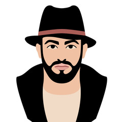men  head  hipster  vector illustration Flat style