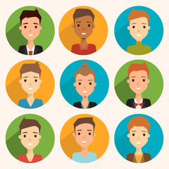 set of man character icon people. illustration vector of a flat design.