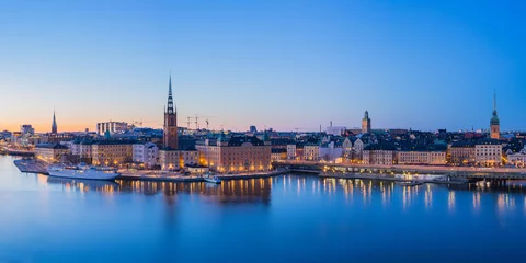 Deurstickers Panoramamening van de horizon van Stockholm in de stad van Stockholm, Sweden © orpheus26
