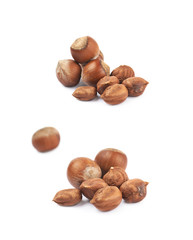 Pile of hazelnuts isolated
