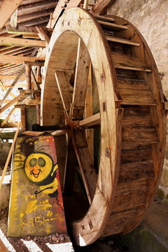 An old wooden water wheel