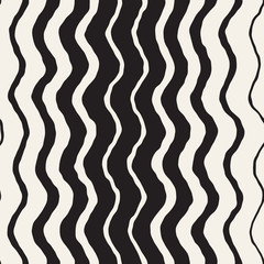 Seamless Wavy Hand Drawn Stripes Pattern. Repeating Vector Texture.