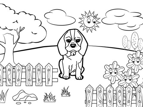 dog cartoon Coloring book vector
