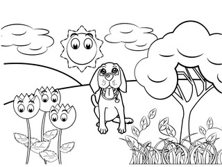 dog cartoon Coloring book vector
