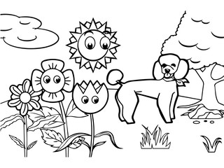 dog cartoon Coloring book vector
