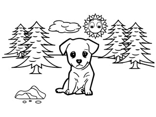 dog cartoon Coloring book vector
