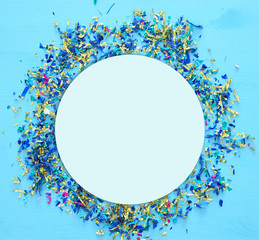 party blue background with colorful confetti