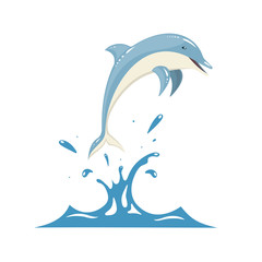 Dolphin who is jumping out of water a vectorial illustration.