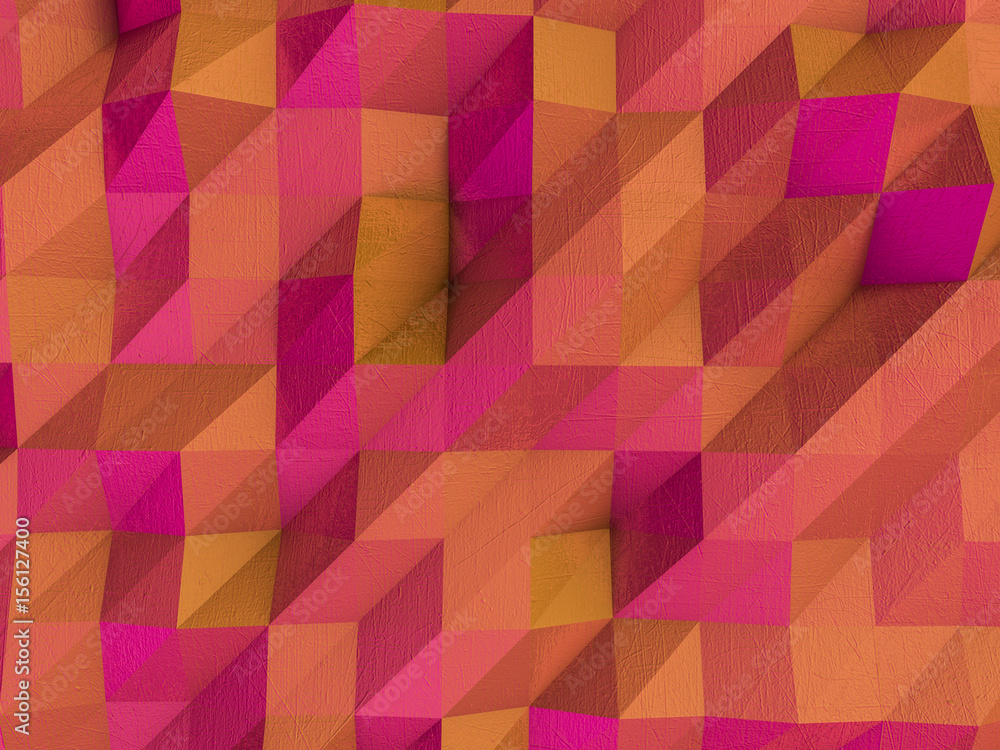 Poster multicolor geometric rumpled triangular low poly backdrop. 3d rendering