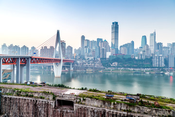 Fototapeta premium modern panoramic skyline of chongqing,yangtze river bridge,china
