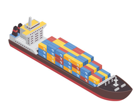 Modern Sea Transportation Illustration Asset - Commercial Cargo Ship
