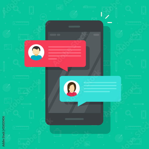 "Chat messages notification on smartphone vector illustration, flat ...