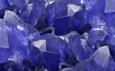 blue sapphire crystals closeup background