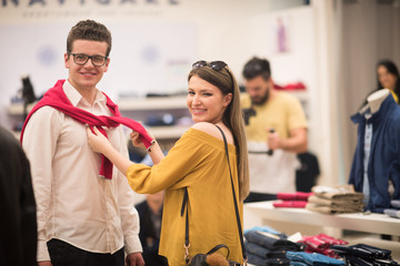 couple in  Clothing Store
