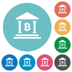 Bitcoin bank office flat round icons