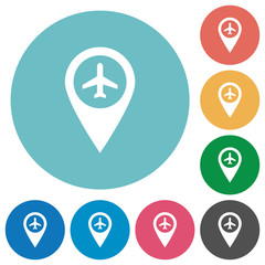 Airport GPS map location flat round icons