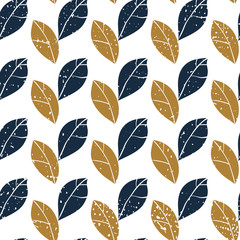 Decorative botanical seamless pattern with leaves. Vintage vector background for print,textile,wrapping paper.