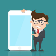 Businessman and smartphone - vector illustration