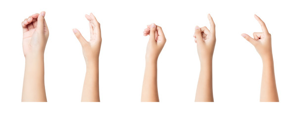 Set of female hands sign isolated on white background