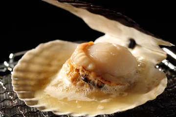Keuken spatwand met foto 帆立貝の網焼き　Grilled scallops © gontabunta