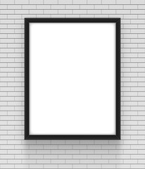 Frame on brick wall. Empty simple vector framing for presentation your illustrations, drawings, paintings, posters or photos.