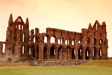 Whitby Abbey castle, ruined Benedictine abbey sited on Whitby's