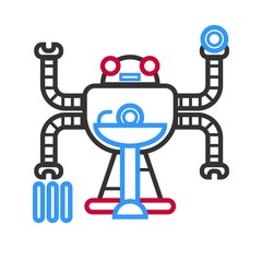 Multitasking futuristic droid