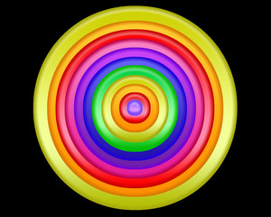 Obraz premium A very bright colorful graphic design of many circles on top of each other all with a different color.