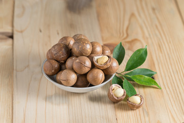 Macadamia nut in bowl.