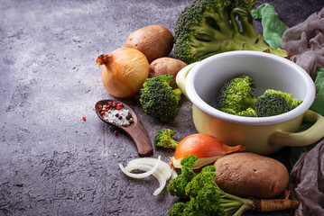 Ingredients for cooking vegetable soup
