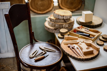 wood carver's work place