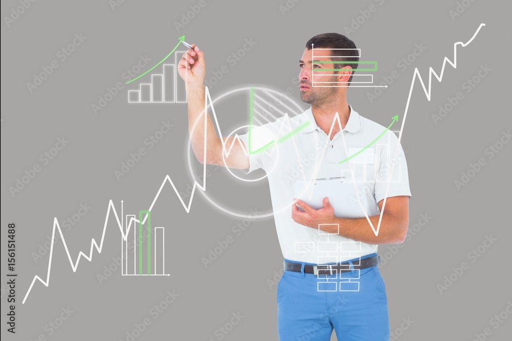 Poster man drawing graphs on the screen